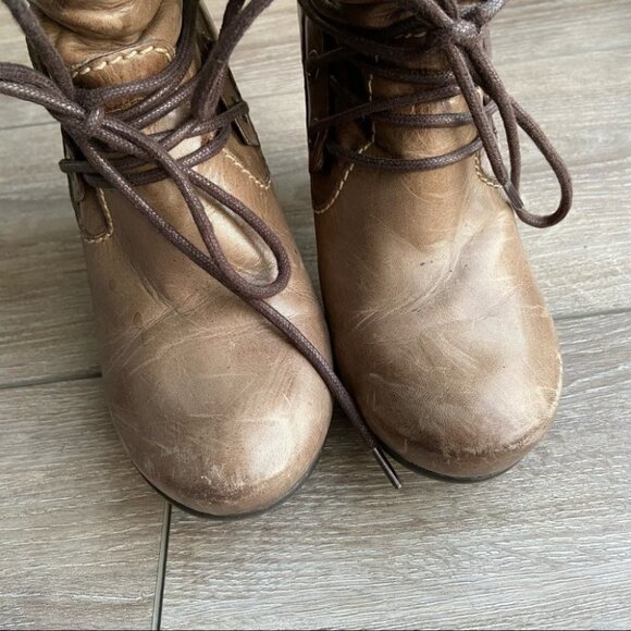 Vintage No Pulse Knit Cuff Lace Up Leather  Boots - Picture 4 of 14